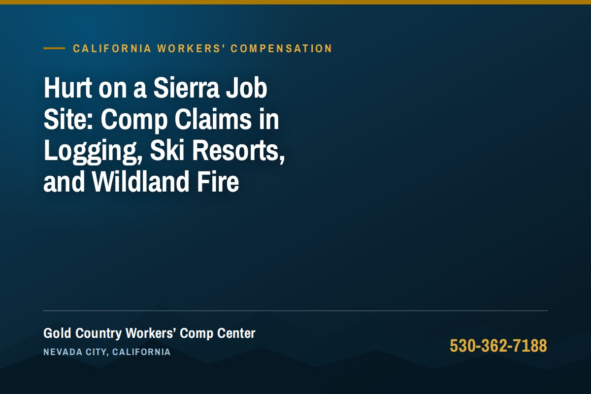 Hurt on a Sierra Job Site: Comp Claims in Logging, Ski Resorts, and Wildland Fire — Gold Country Workers Comp Center, Nevada City California